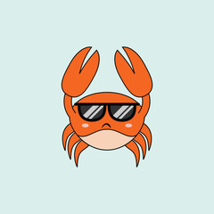 flat cute crabe vector illustration design. Suitable for t-shirt, sticker, mascot, etc. Eps. 10