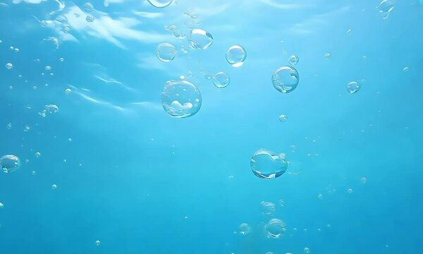 water drops on blue sea. nature underwater video concept