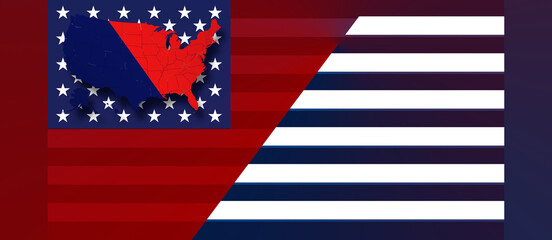 Fototapeta premium background modern and or abstract creative of the flag of America USA with outline states map of the United States of America, dark, red and blue, diagonal and white stripes