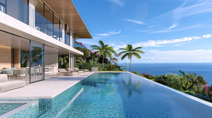 Sleek modern villa with panoramic ocean views.