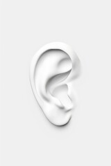 Fototapeta premium 3D rendering of a detailed human ear model on a white background