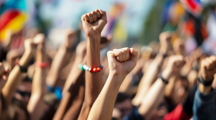 International democracy day with hands holds the paper vote. The struggle for social justice
