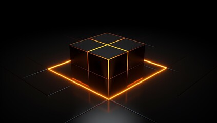 a black and orange logo