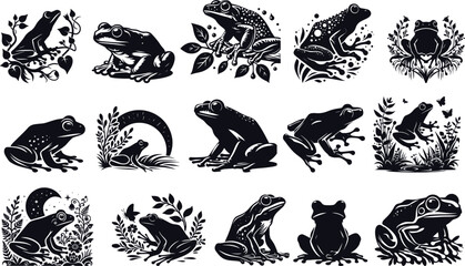 Naklejka premium Frog vector silhouette