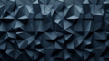 Naklejka premium Abstract dark blue geometric wall pattern featuring sharp polygonal facets and low poly design with dramatic shadows.