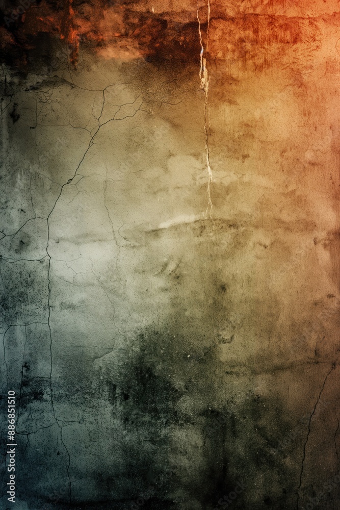 Poster old weathered concrete wall with rough texture, peeling paint and small crack. close-up view of urba