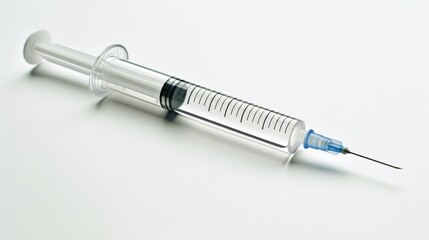 Fototapeta premium Syringe needle on white background without anyone in the image