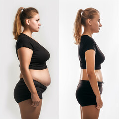 Before and after success weight loss transformation