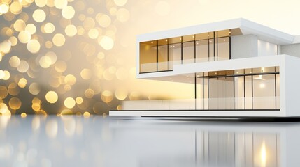 Obraz premium A modern penthouse blueprint with intricate details, with a shimmering gold background, flat design illustration, high-resolution photo, realistic photo, cinematography