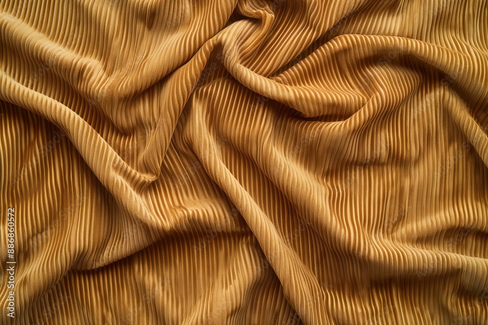 Aufkleber Close-up of textured corduroy fabric with crisscross pattern. Unique brown squares and rectangles on smooth surface. Blurred background highlights intricate details.