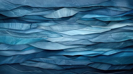 Fototapeta premium A painting of blue water waves, with a flying bird atop