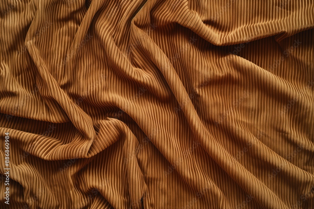 Poster brown corduroy fabric texture with diagonal stripes. close-up view of smooth surface. natural materi