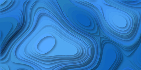 Blue and grey modern luxury beautiful papercut with 3D abstract banner and waves layers topographic canyon map light relief texture background, vector seamless pattern with texture.