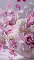 Obraz premium Close up photo of a bouquet of pink and white
