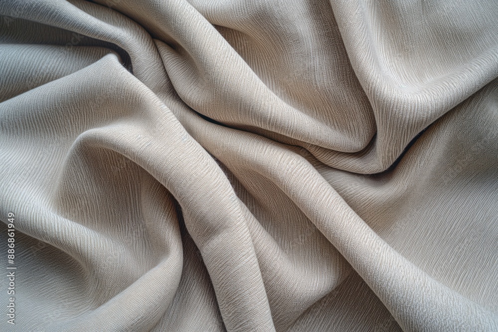 Aufkleber close-up of crumpled gray fabric with subtle sheen. fabric texture and folds draw attention. suitabl