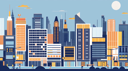 Obraz premium A cityscape with a large building in the middle