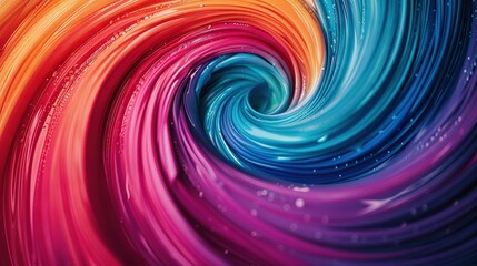 Obraz premium A close-up of a colorful swirl with droplets of water on both the bottom and the top