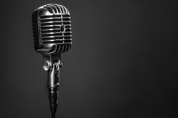 A black and white photo of a microphone