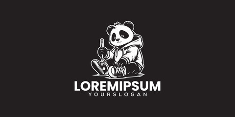 Playful Silhouette Panda Logo Relaxed and Customizable Design