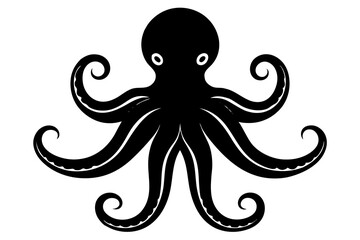 Octopus vector  silhouette white background