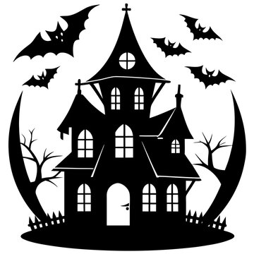 recommend clip art: haunted Halloween house vector silhouette 