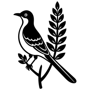 recommend clip art: mockingbird auf blue bonnet flower vector silhouette 