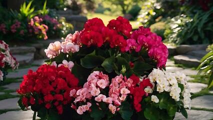 Naklejka premium The group of begonia flowers one of the famous houseplants for decoration garden