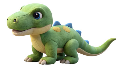 Fototapeta premium Adorable plush green dinosaur stuffed toy isolated on the transparent background