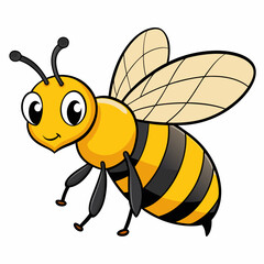 Bee, side view with white background