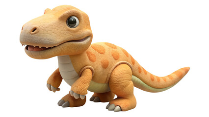Fototapeta premium Adorable plush orange dinosaur stuffed toy isolated on the transparent background