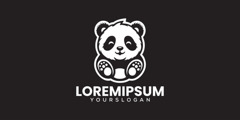 Minimalist Silhouette Panda Sticker Cute and Educational