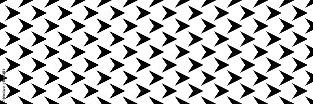 Aufkleber horizontal seamless black arrow design for pattern and background on white.