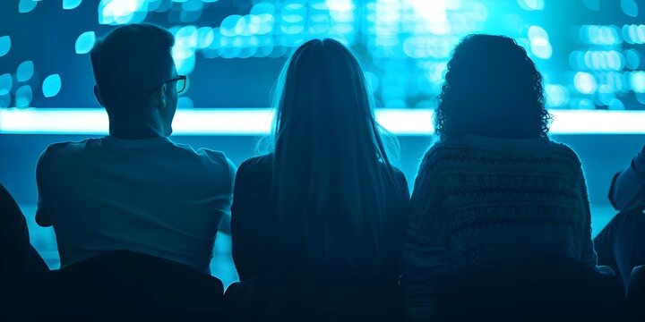 Cryptocurrency enthusiasts discuss SEO trends in a futuristic underground club. Concept Cryptocurrency, SEO Trends, Futuristic, Underground Club, Enthusiasts