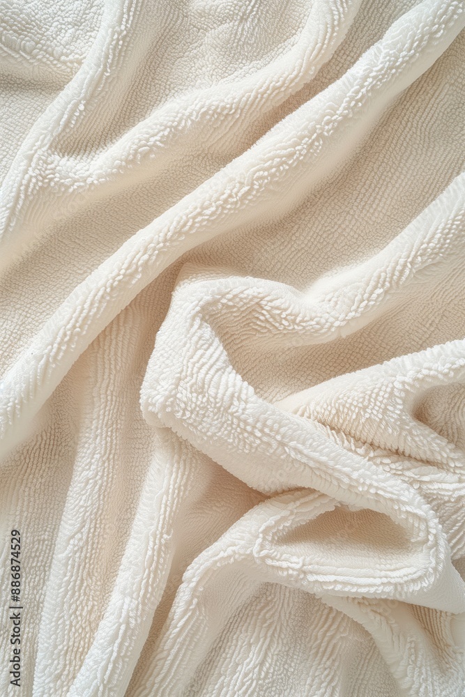 Poster white fabric texture close-up. microfiber cloth folded revealing intricate pattern. smooth surface w