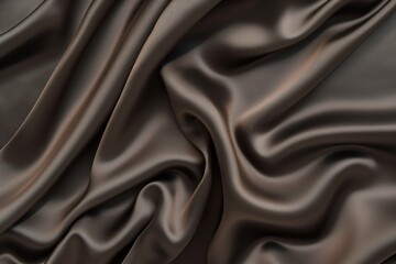 Fototapeta premium Dark brown fabric texture close-up. Crumpled and folded nylon Oxford cloth with smooth surface. No background distractions. Perfect for product design, packaging, or textile research.