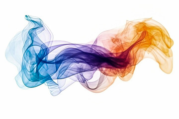 A swirling abstract smoke in shades of orange, purple, and blue white background