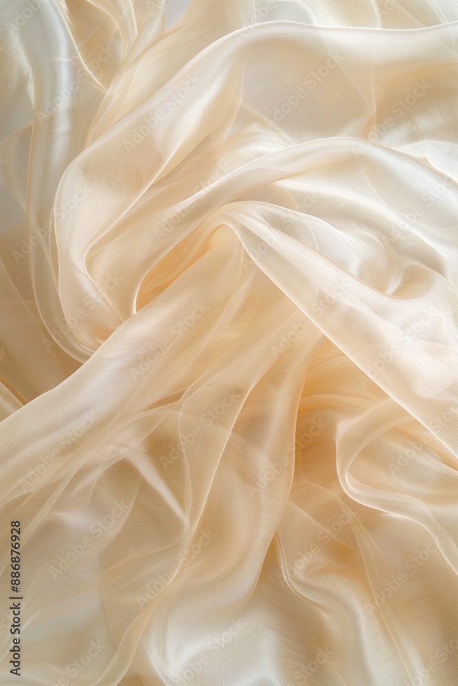 Poster White fabric texture close-up. Smooth silk-like material with subtle sheen. Elegant weave pattern not visible due to perspective. Ideal for fashion, textile, and design projects.