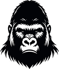 Gorilla Silhouette Of Bundle, Black Color Isolated On White Background Vector And White Background
