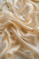 Obraz premium Close-up view of smooth polyester fabric with subtle sheen. Fabric texture covers frame completely. Gray border frames top right corner. Ideal for product design, packaging, and textile industry use.