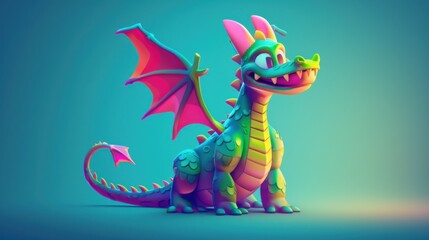 Stylized dragon with fiery and flowing design