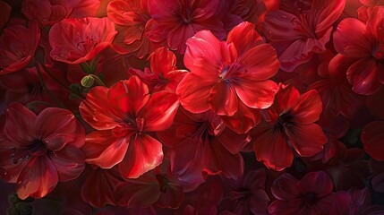 Scarlet geranium bouquet. Generative AI