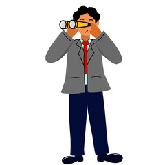 vector art business man with binoculars in front of his eyes, business themed flat illustration