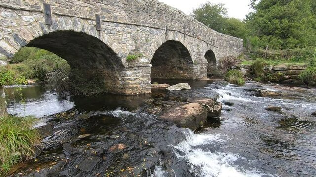 Stone bridge in Dartmoor National Park, Devon, England