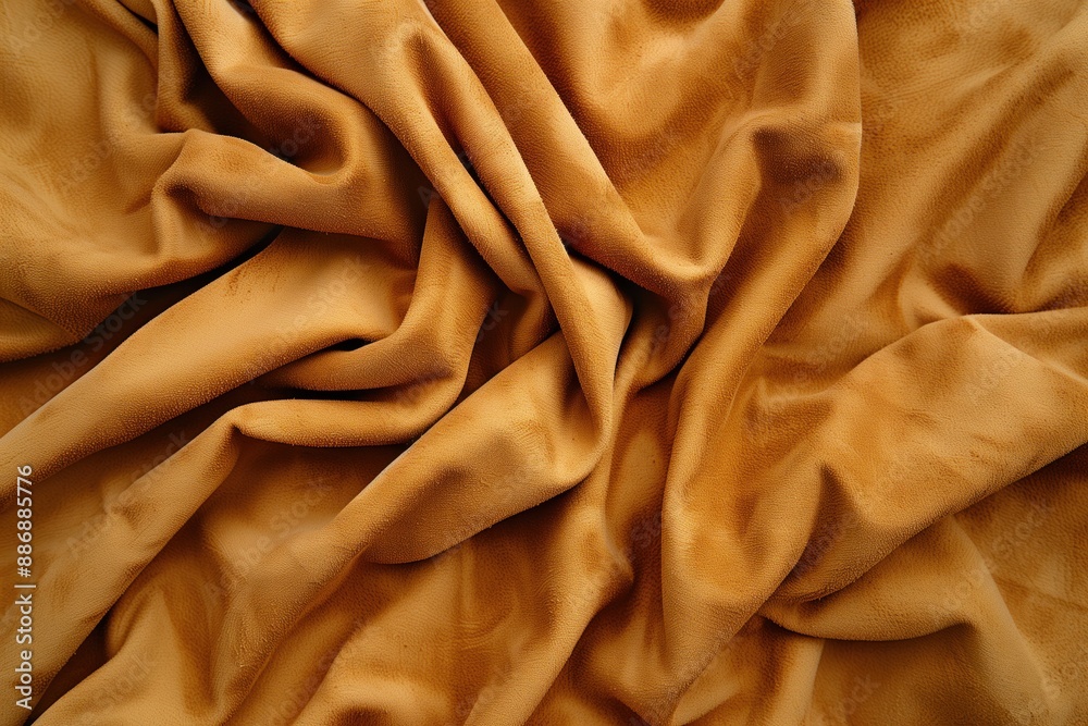 Poster cozy natural fabric texture with earthy tone, crinkled and folded pattern. soft and warm suede-like 