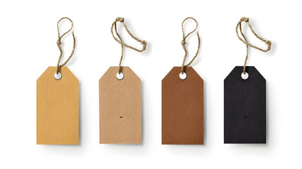 Collection of labels: Blank tags for pricing or discounts, isolated on white background.