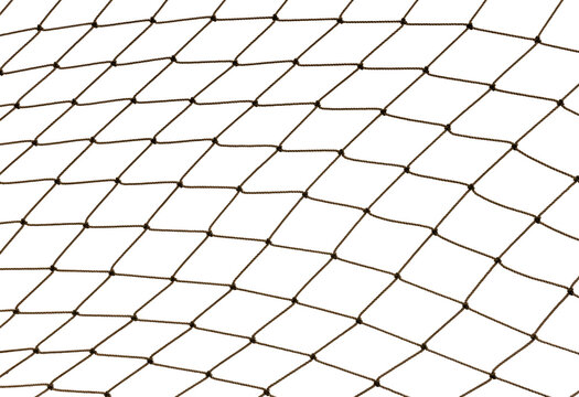 Football or tennis net. Rope mesh on a white background close-up