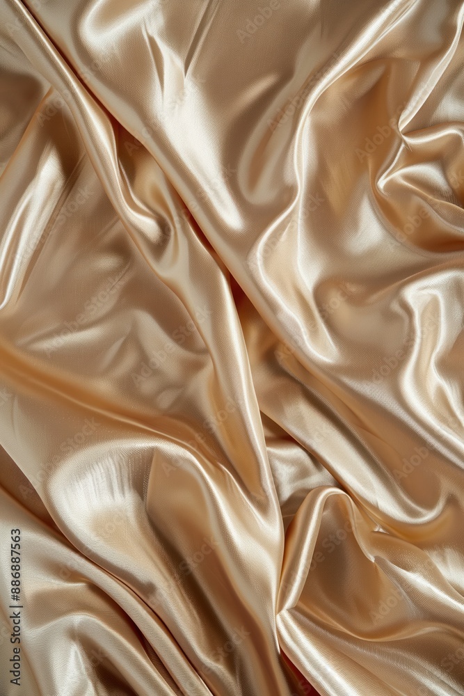 Aufkleber Close-up view of beige fabric with intricate texture patterns. Fabric folded revealing subtle gray hue adding depth. Blurred background highlights fabric details.