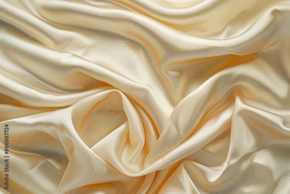 Aufkleber close-up of crumpled beige fabric with textured surface. soft focus on fabric texture. ideal for fas