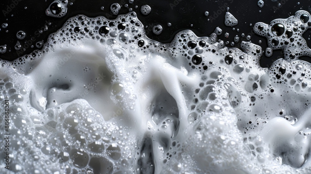 Poster a close-up shot of water bubbles forming and popping on the surface