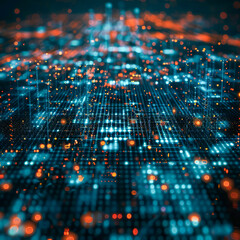 Obraz premium Modern Digital Abstract 3D Background: Futuristic Cyberspace and Data Transfer in Wireless Networking Technology for Science and Education